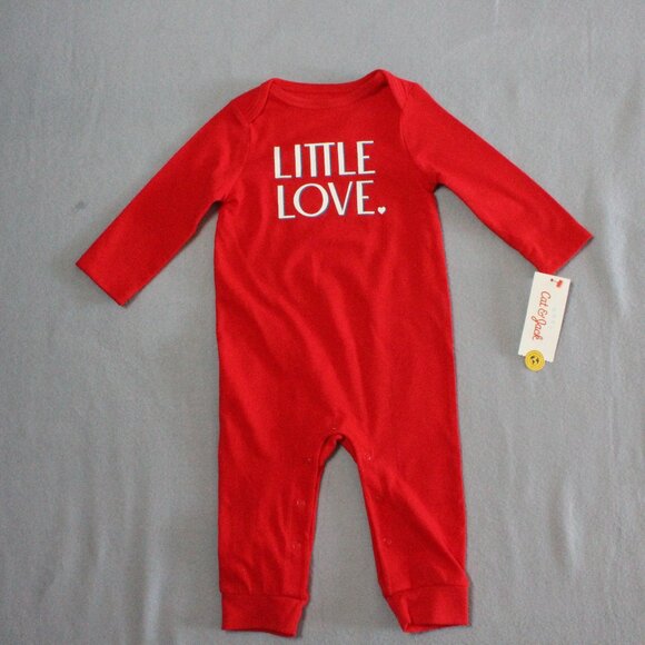 Cat & Jack “Little Love” Red Baby Romper NWT 6–9M Cotton Blend - Picture 1 of 4
